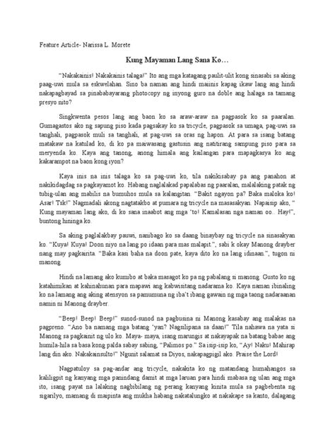 halimbawa ng feature writing